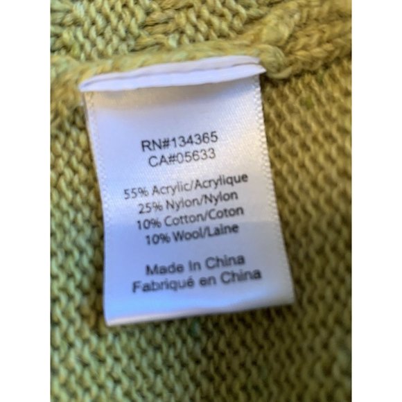 ANDREA JOVINE SWEATER Wool Blend Medium Green Woven Marled Lagenlook - Picture 2 of 8